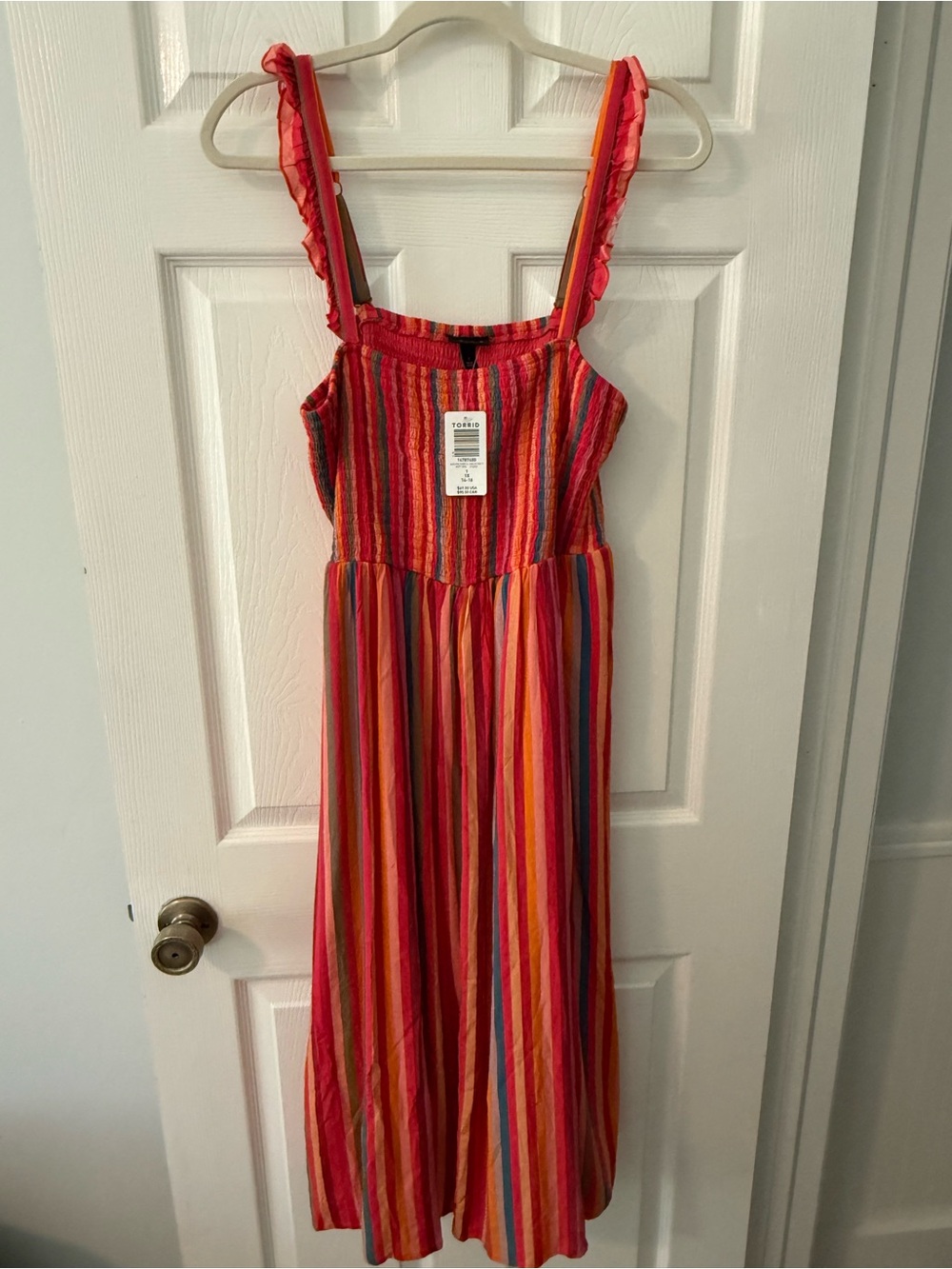 Torrid size 1 Colorful Striped Maxi Dress with Ruffle Straps